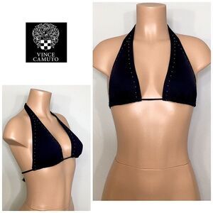 Vince Camuto black studded bikini top. NWT